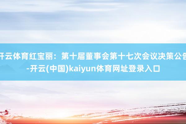 开云体育红宝丽：第十届董事会第十七次会议决策公告-开云(中国)kaiyun体育网址登录入口